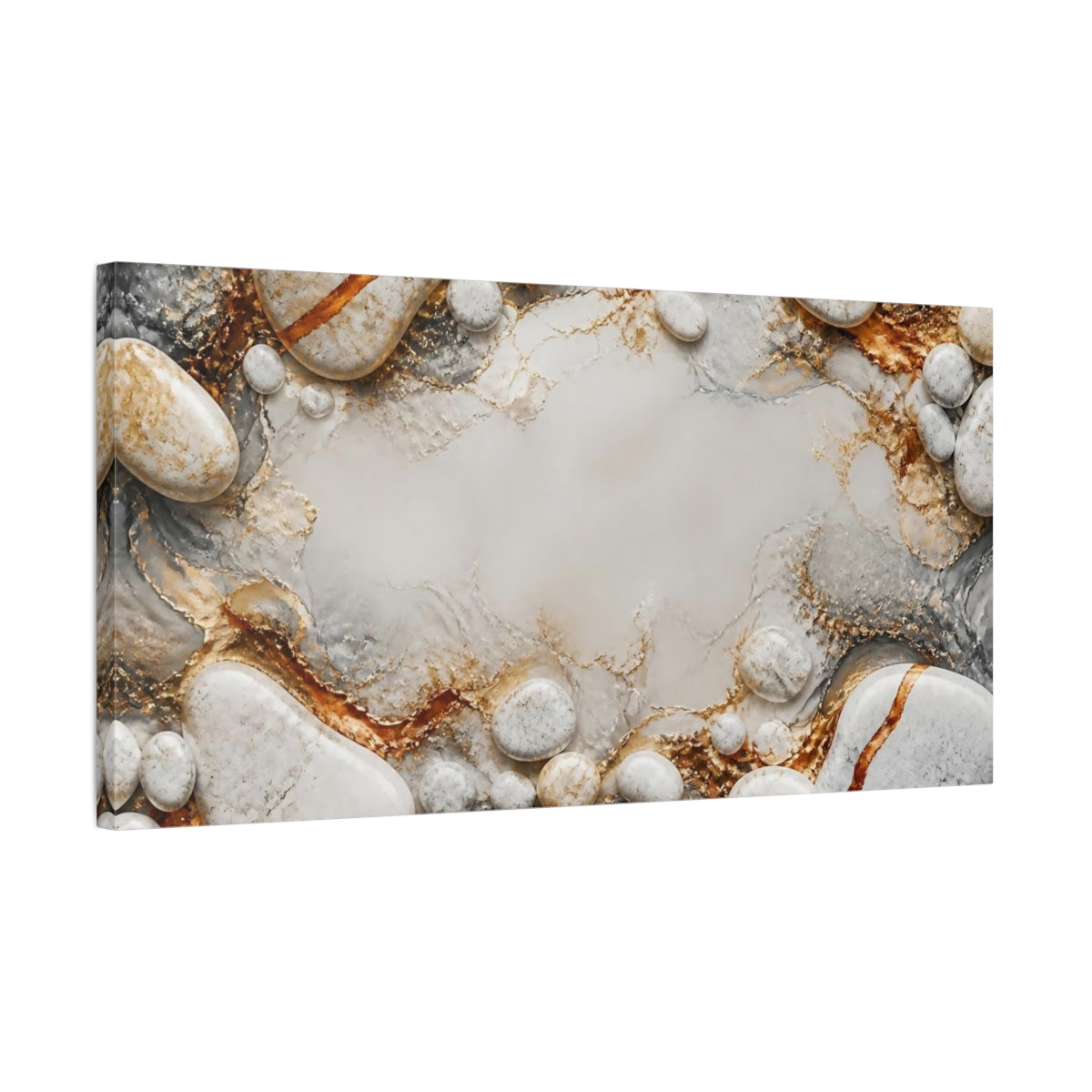 Side Mockup 1. River Stones Abstract Accent shown as canvas print