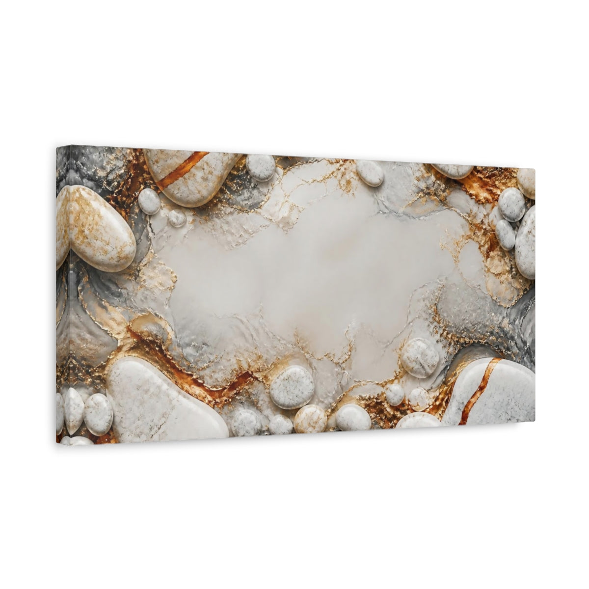 Side Mockup 3. River Stones Abstract Accent shown as canvas print