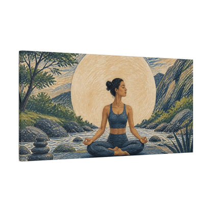 Main Mockup. River Yoga Meditation shown as canvas print