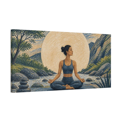 Side Mockup 1. River Yoga Meditation shown as canvas print