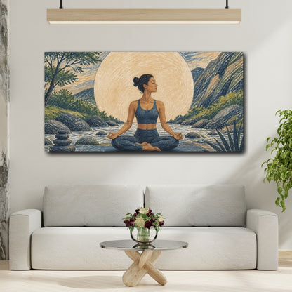 Mockup 2. River Yoga Meditation shown as canvas print