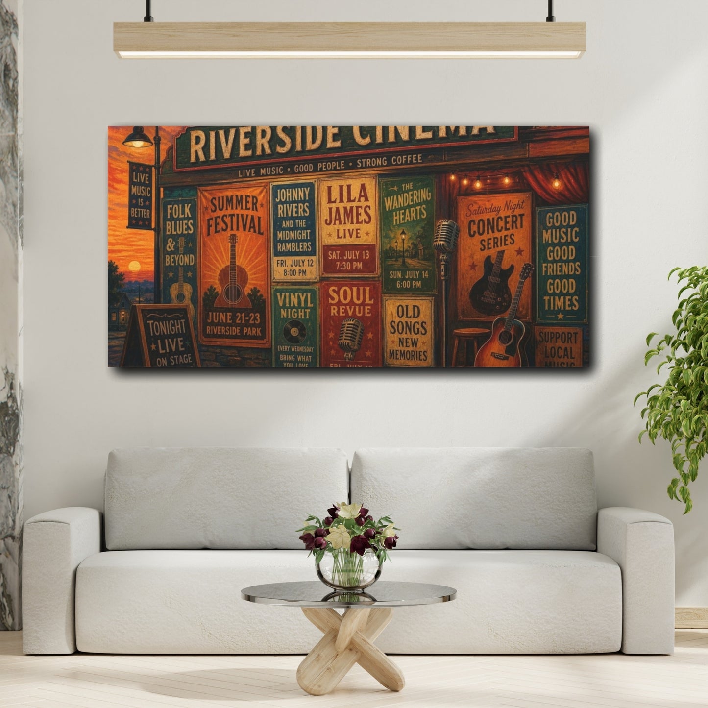 Mockup 2. Riverside Cinema Concerts shown as canvas print