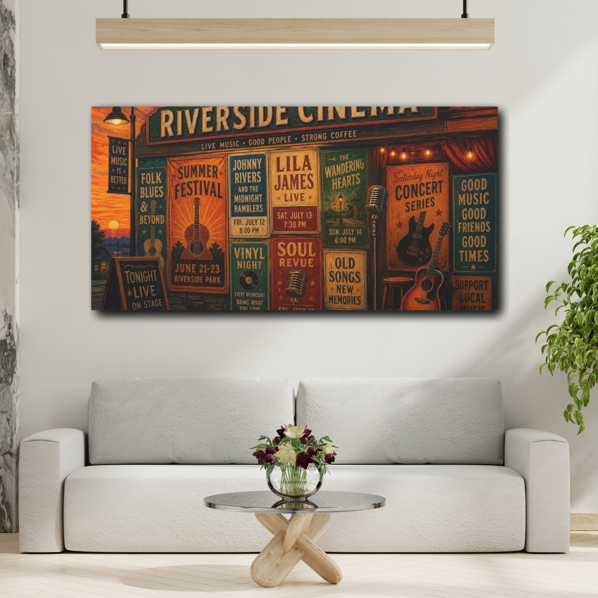 Mockup 2. Riverside Cinema Concerts shown as canvas print