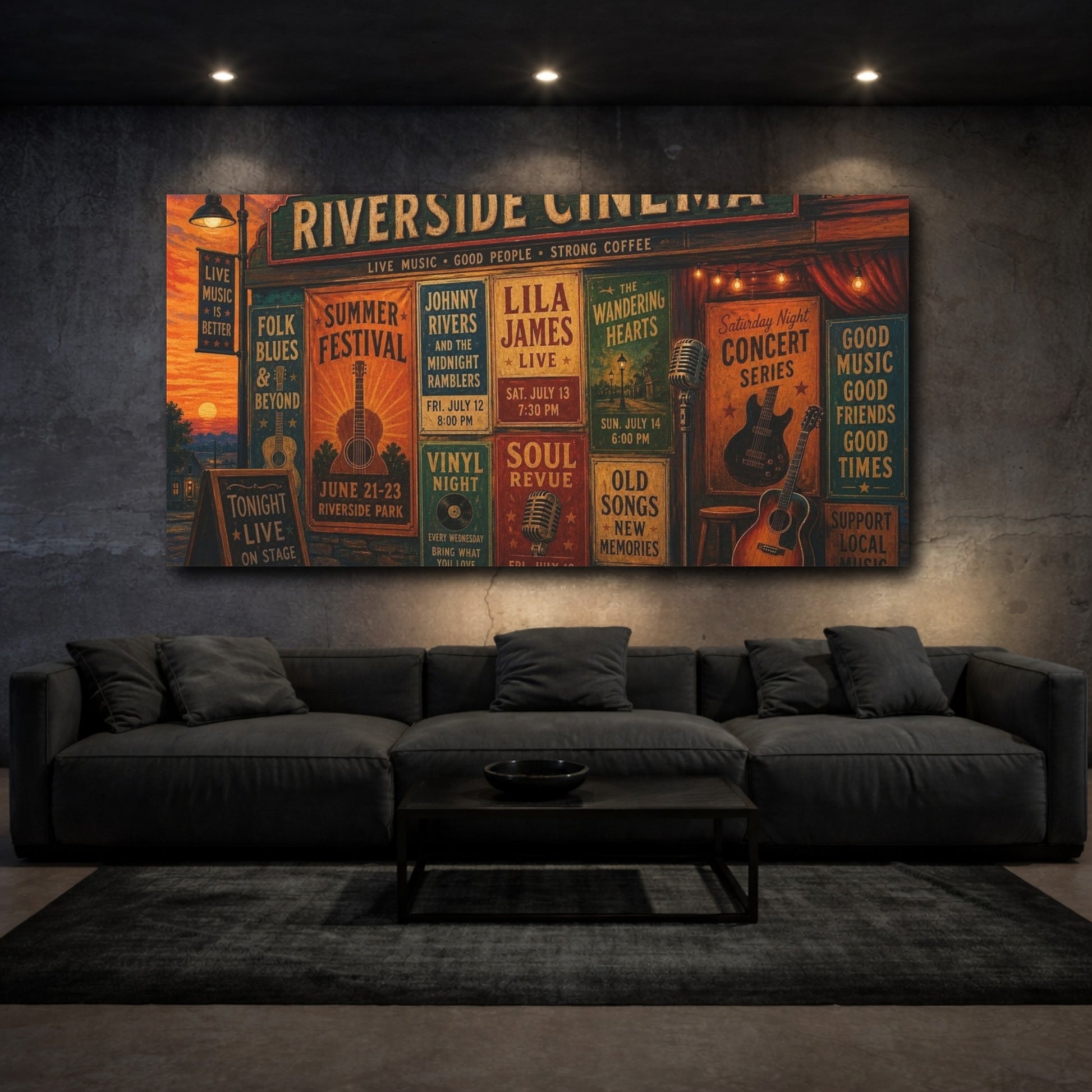 Mockup 3. Riverside Cinema Concerts shown as canvas print