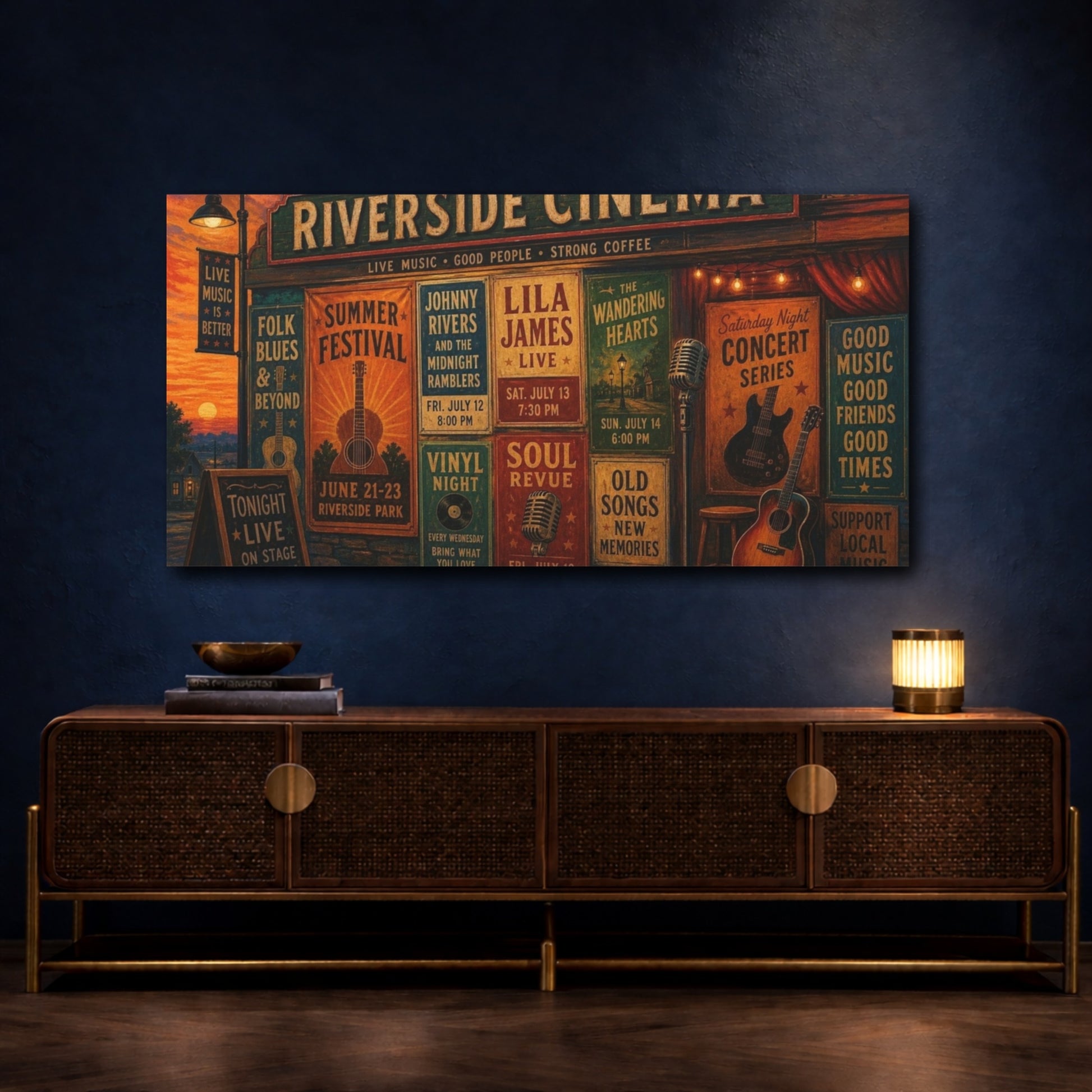 Mockup 4. Riverside Cinema Concerts shown as canvas print