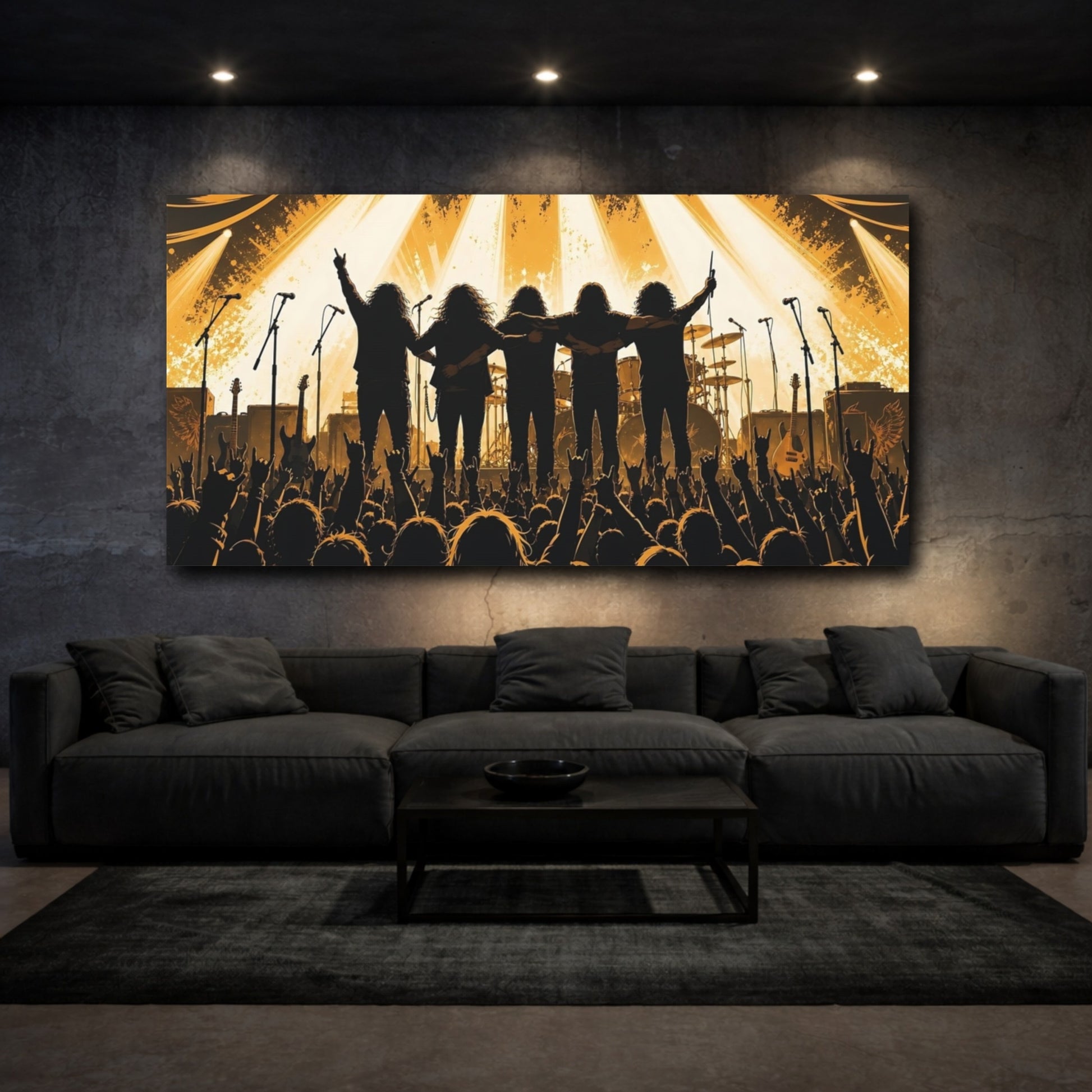Mockup 3. Rock Band Finale shown as canvas print
