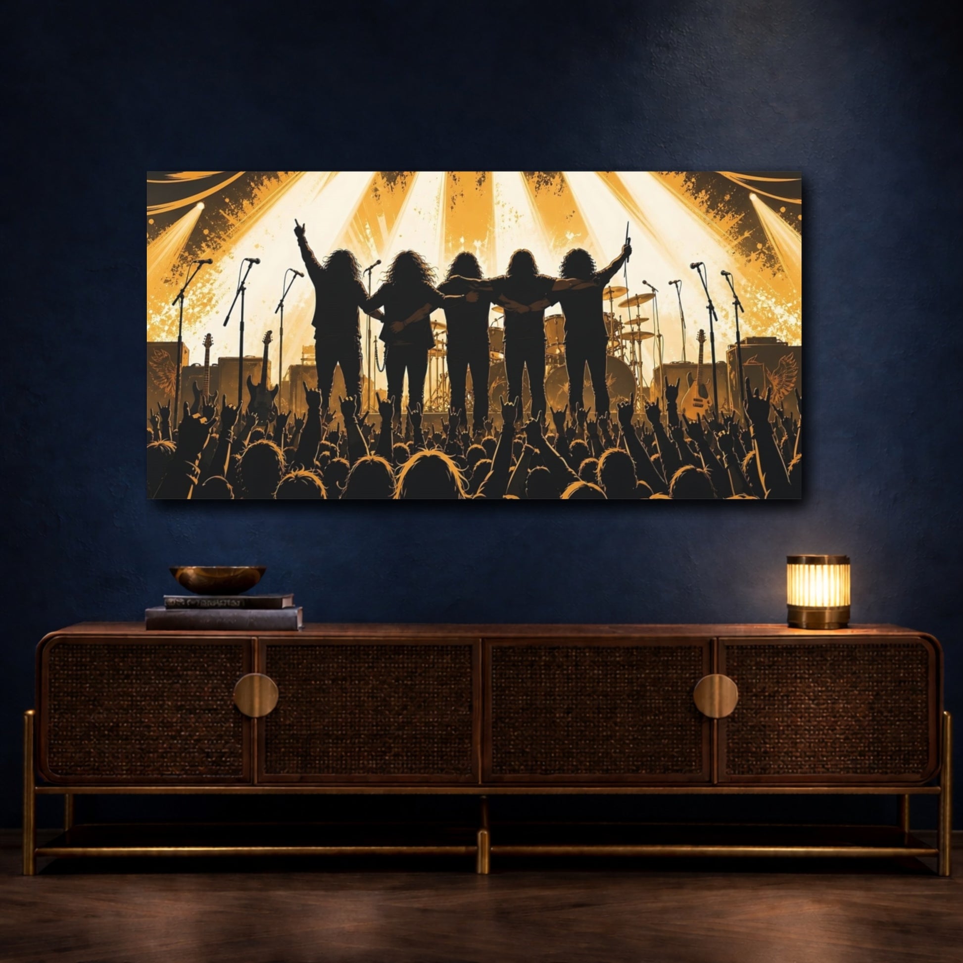 Mockup 4. Rock Band Finale shown as canvas print