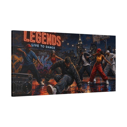 Main Mockup. Rooftop Legends Dance Crew shown as canvas print