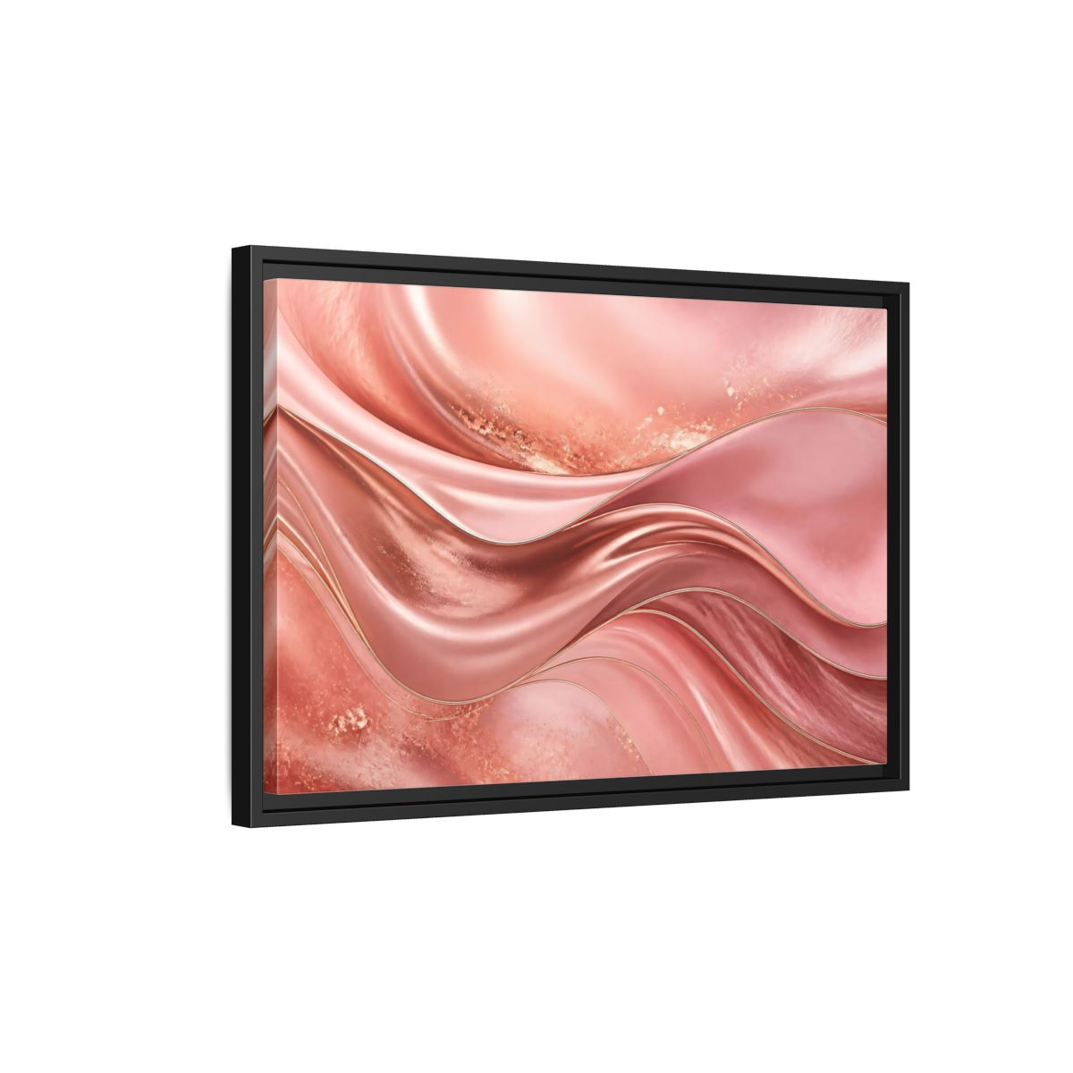 Side Mockup 3. Rose Gold Abstract Waves shown as framed canvas print