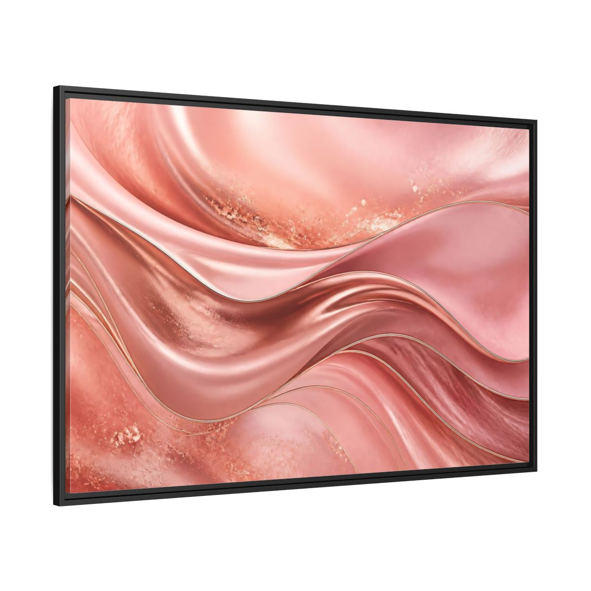 Side Mockup 12. Rose Gold Abstract Waves shown as framed canvas print