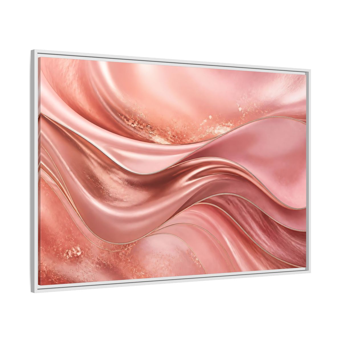 Side Mockup 7. Rose Gold Abstract Waves shown as framed canvas print