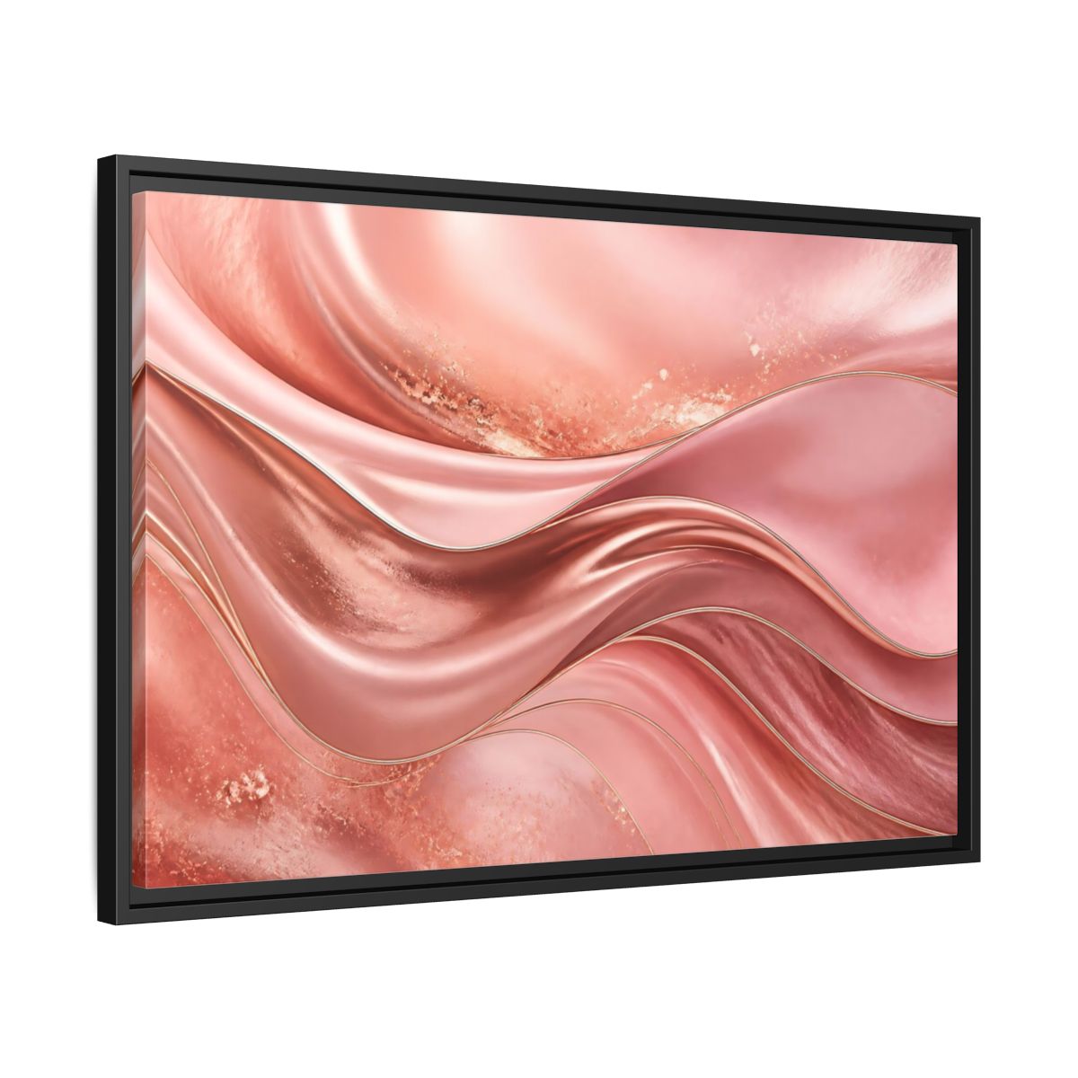 Side Mockup 14. Rose Gold Abstract Waves shown as framed canvas print