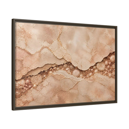 Main Mockup. Rose Gold Stone Vein shown as framed canvas print