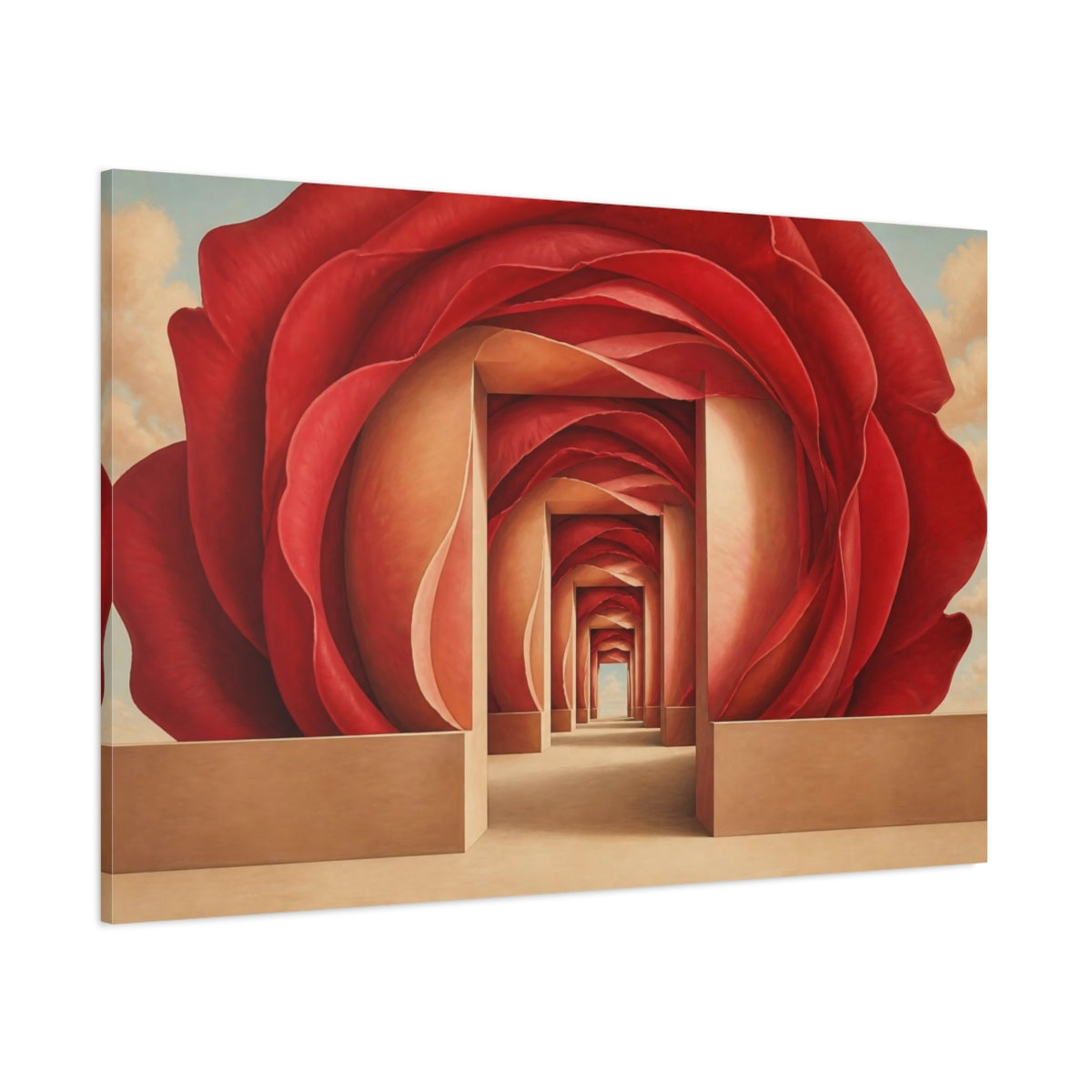 Side Mockup 1. Rose Petal Illusion shown as canvas print