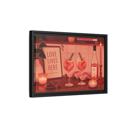 Side Mockup 6. Rose Spritz For Two shown as framed canvas print