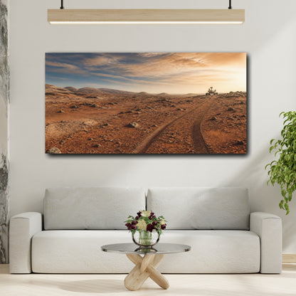 Mockup 2. Rover Tracks On Mars shown as canvas print