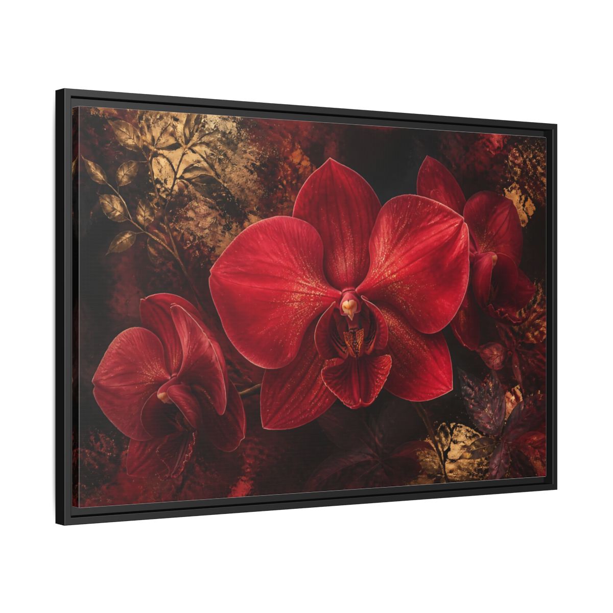 Side Mockup 13. Ruby Orchid Elegance shown as framed canvas print
