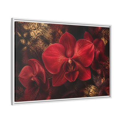 Side Mockup 9. Ruby Orchid Elegance shown as framed canvas print