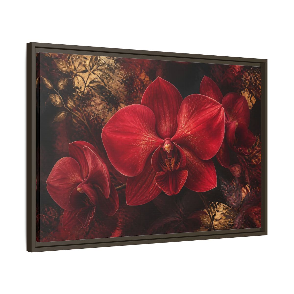Side Mockup 11. Ruby Orchid Elegance shown as framed canvas print