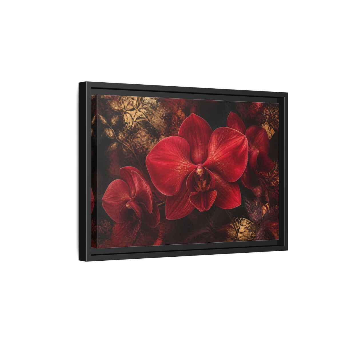 Side Mockup 6. Ruby Orchid Elegance shown as framed canvas print