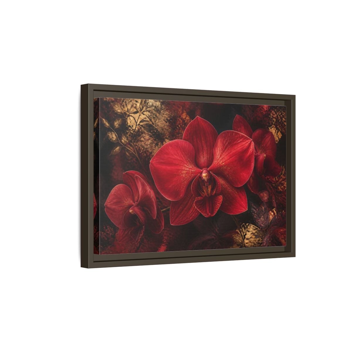 Side Mockup 5. Ruby Orchid Elegance shown as framed canvas print