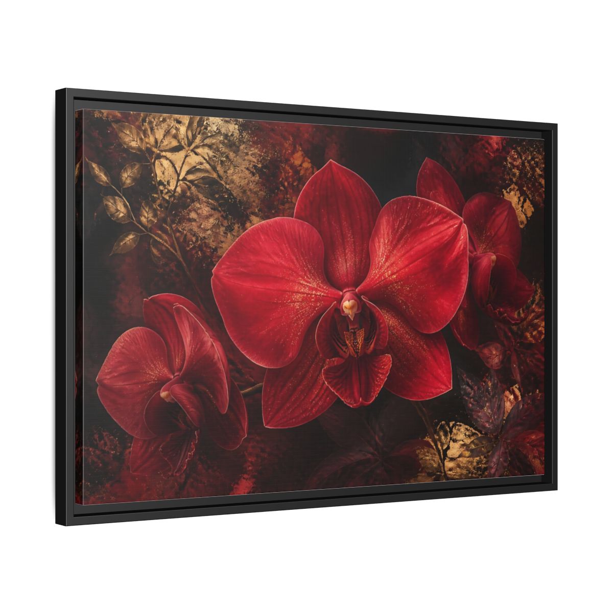 Side Mockup 14. Ruby Orchid Elegance shown as framed canvas print