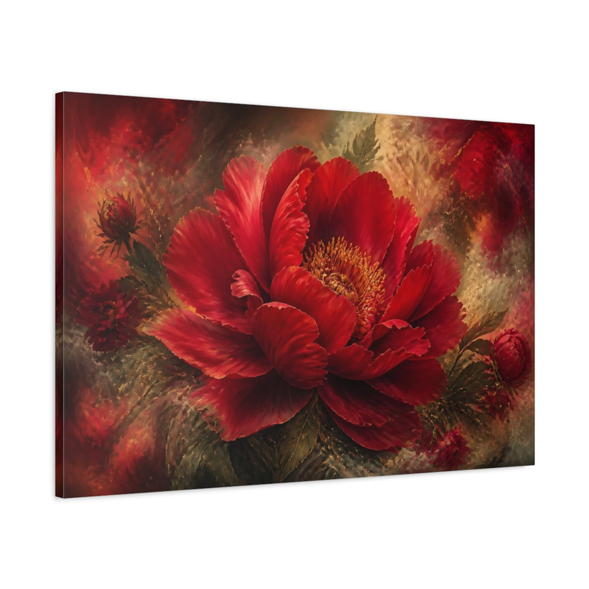 Main Mockup. Ruby Peony Flower shown as canvas print