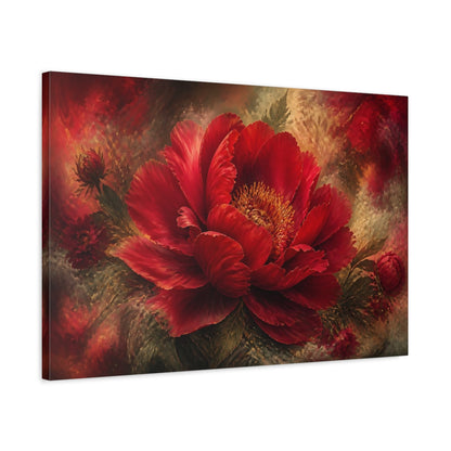 Side Mockup 2. Ruby Peony Flower shown as canvas print