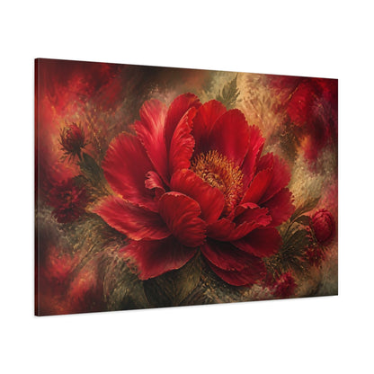 Side Mockup 1. Ruby Peony Flower shown as canvas print