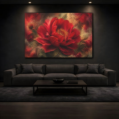 Mockup 3. Ruby Peony Flower shown as canvas print
