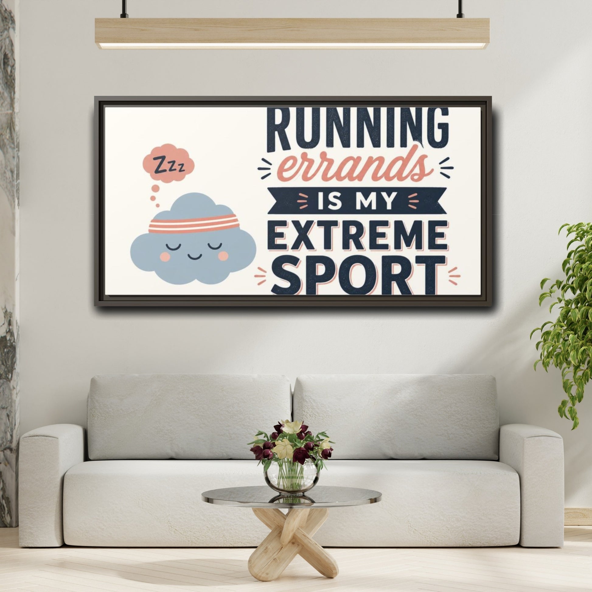 Mockup 2. Running Errands Quote shown as framed canvas print