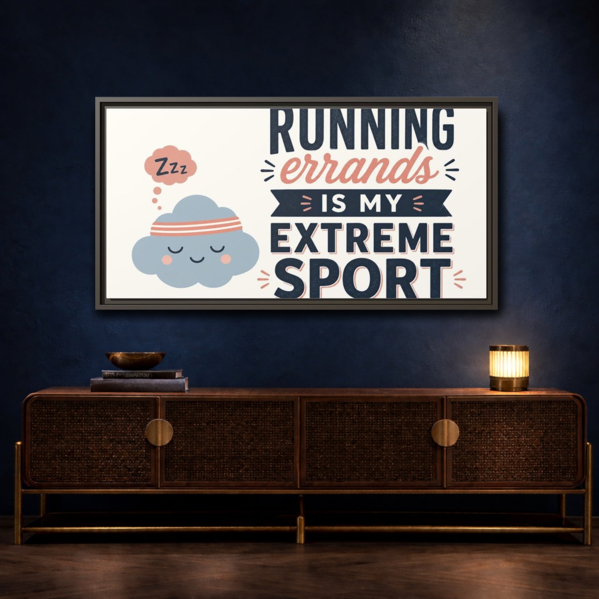 Mockup 4. Running Errands Quote shown as framed canvas print
