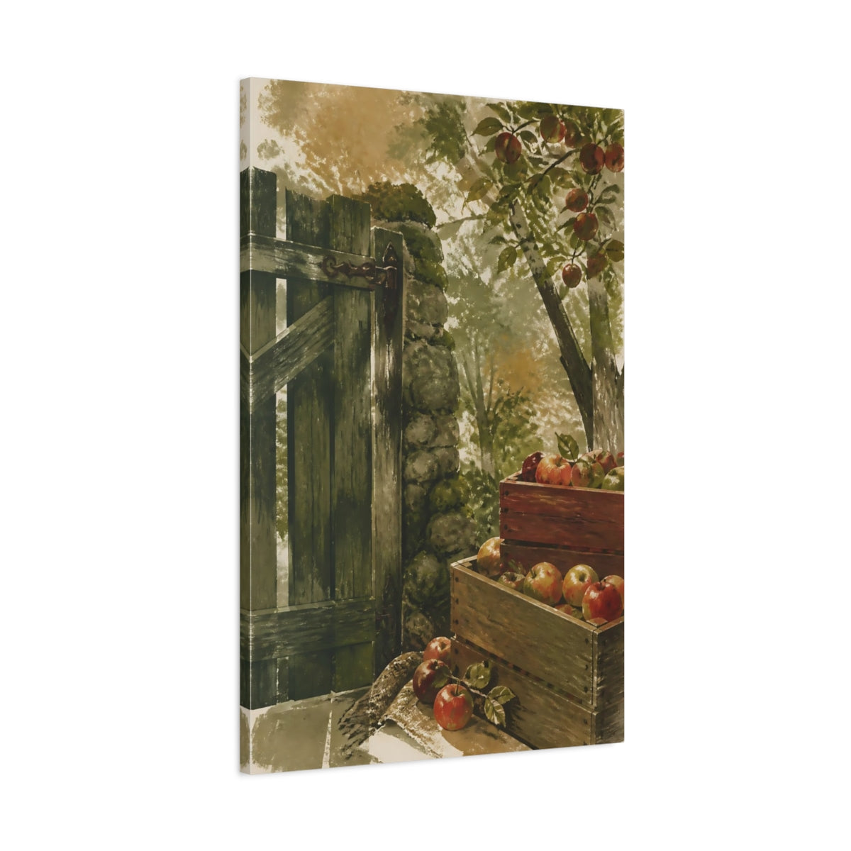 Main Mockup. Rustic Apple Crates shown as canvas print