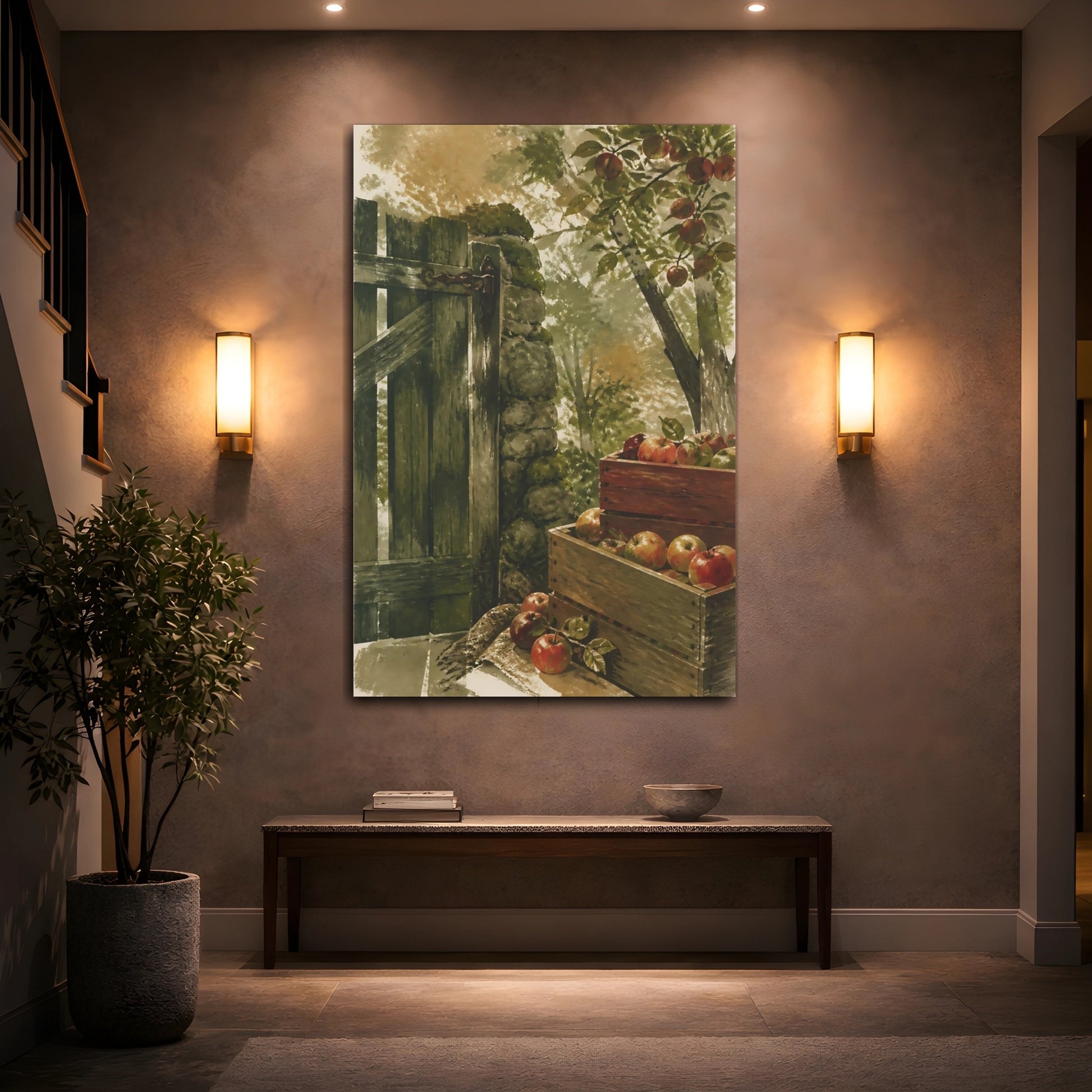 Mockup 2. Rustic Apple Crates shown as canvas print