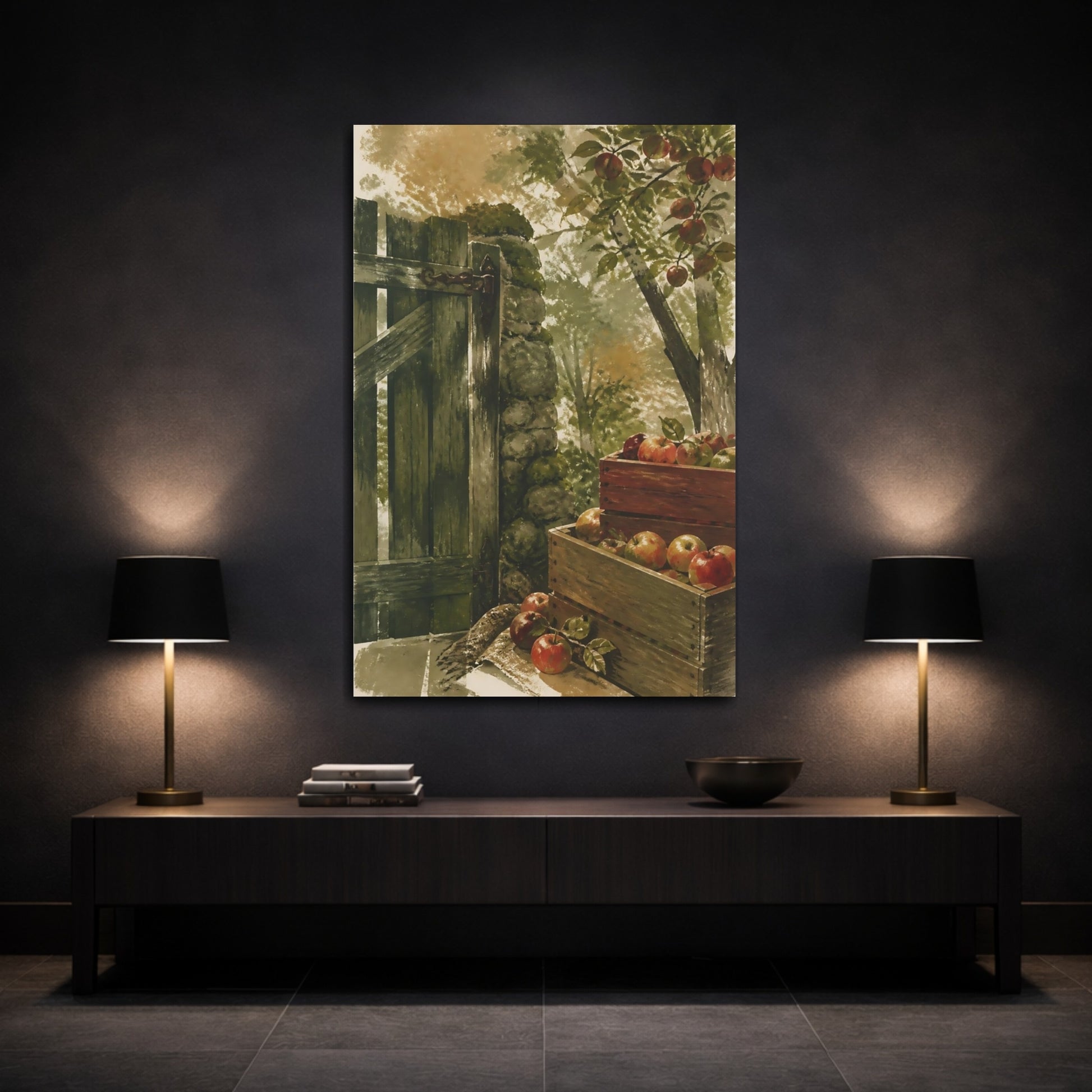 Mockup 3. Rustic Apple Crates shown as canvas print