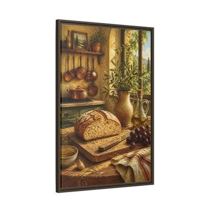 Main Mockup. Rustic Bread & Olive Oil shown as framed canvas print