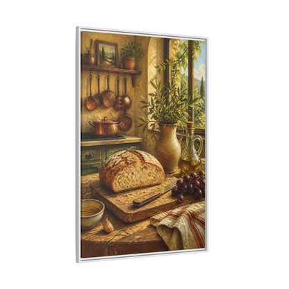 Side Mockup 7. Rustic Bread & Olive Oil shown as framed canvas print