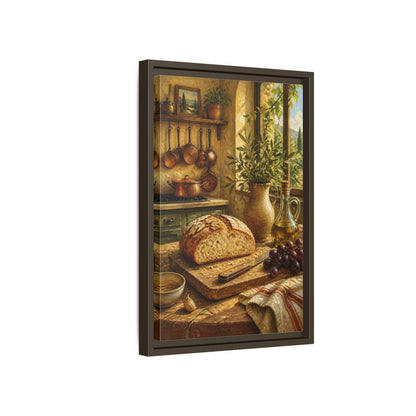 Side Mockup 5. Rustic Bread & Olive Oil shown as framed canvas print