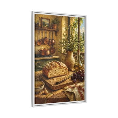 Side Mockup 10. Rustic Bread & Olive Oil shown as framed canvas print