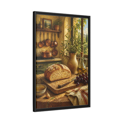 Side Mockup 14. Rustic Bread & Olive Oil shown as framed canvas print