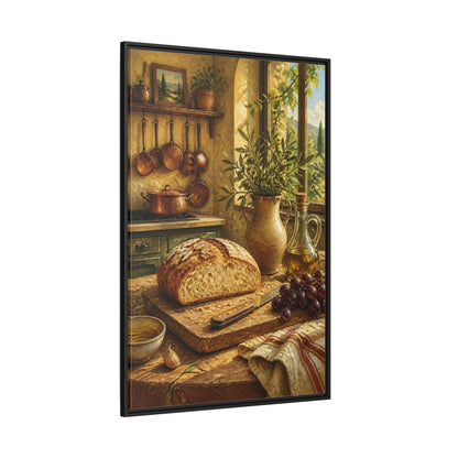 Side Mockup 12. Rustic Bread & Olive Oil shown as framed canvas print