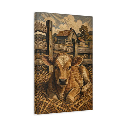Side Mockup 4. Rustic Calf In Straw shown as canvas print