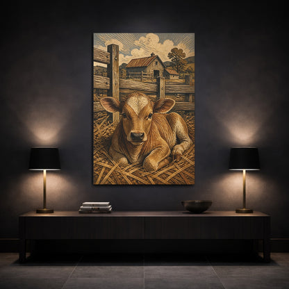 Mockup 3. Rustic Calf In Straw shown as canvas print