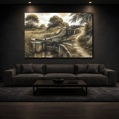 Mockup 3. Rustic Canal Lock shown as canvas print
