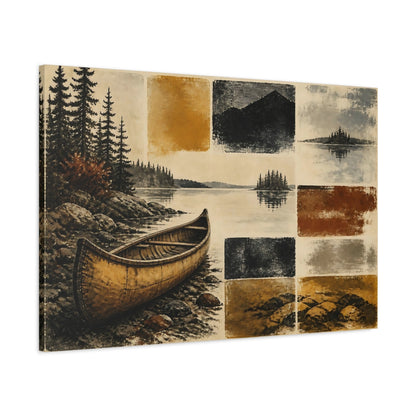 Main Mockup. Rustic Canoe Landing shown as canvas print