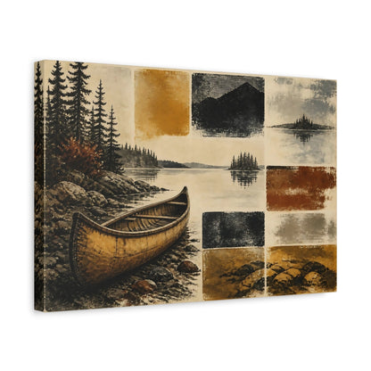 Side Mockup 4. Rustic Canoe Landing shown as canvas print