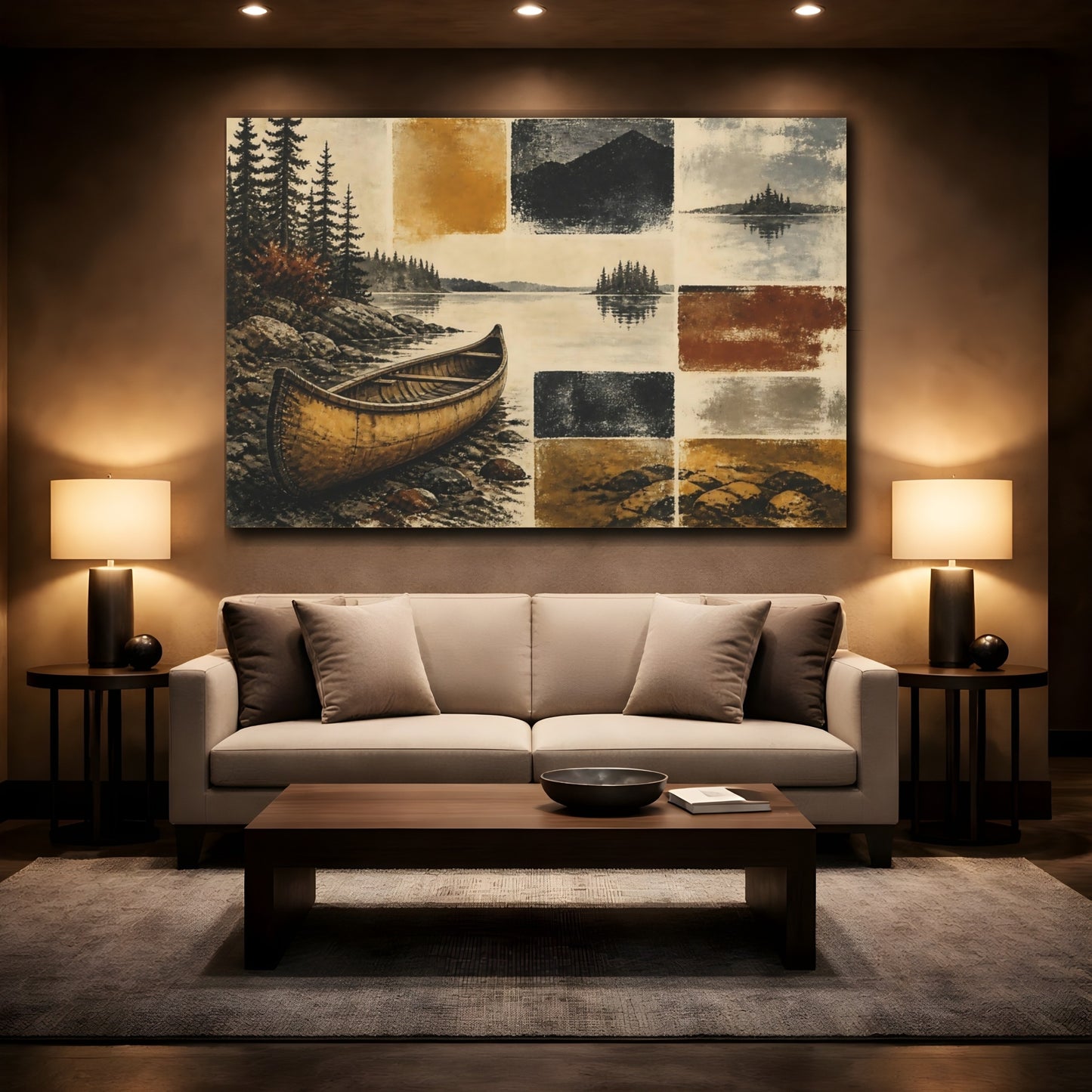 Mockup 2. Rustic Canoe Landing shown as canvas print