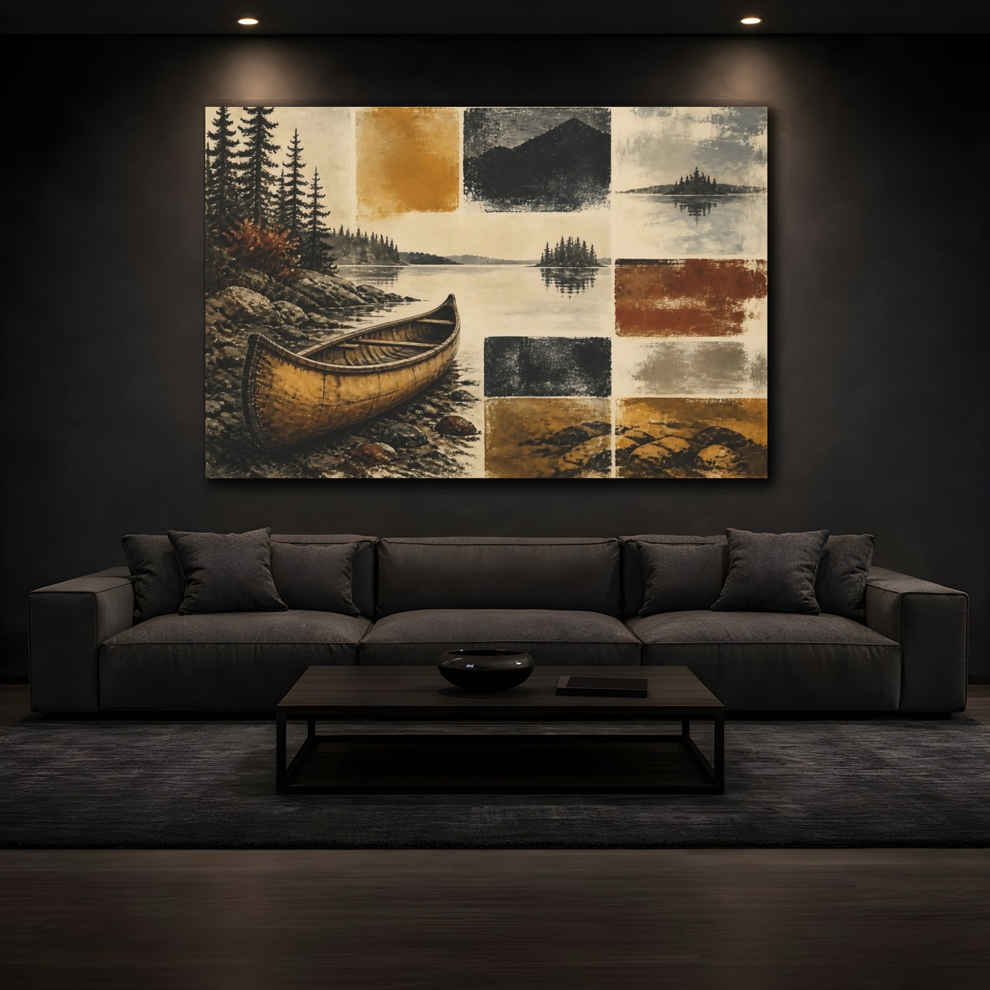 Mockup 3. Rustic Canoe Landing shown as canvas print