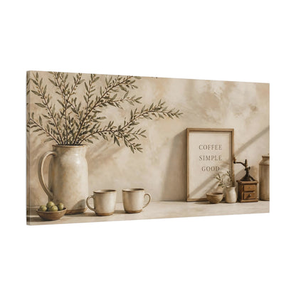 Main Mockup. Rustic Coffee Shelf shown as canvas print