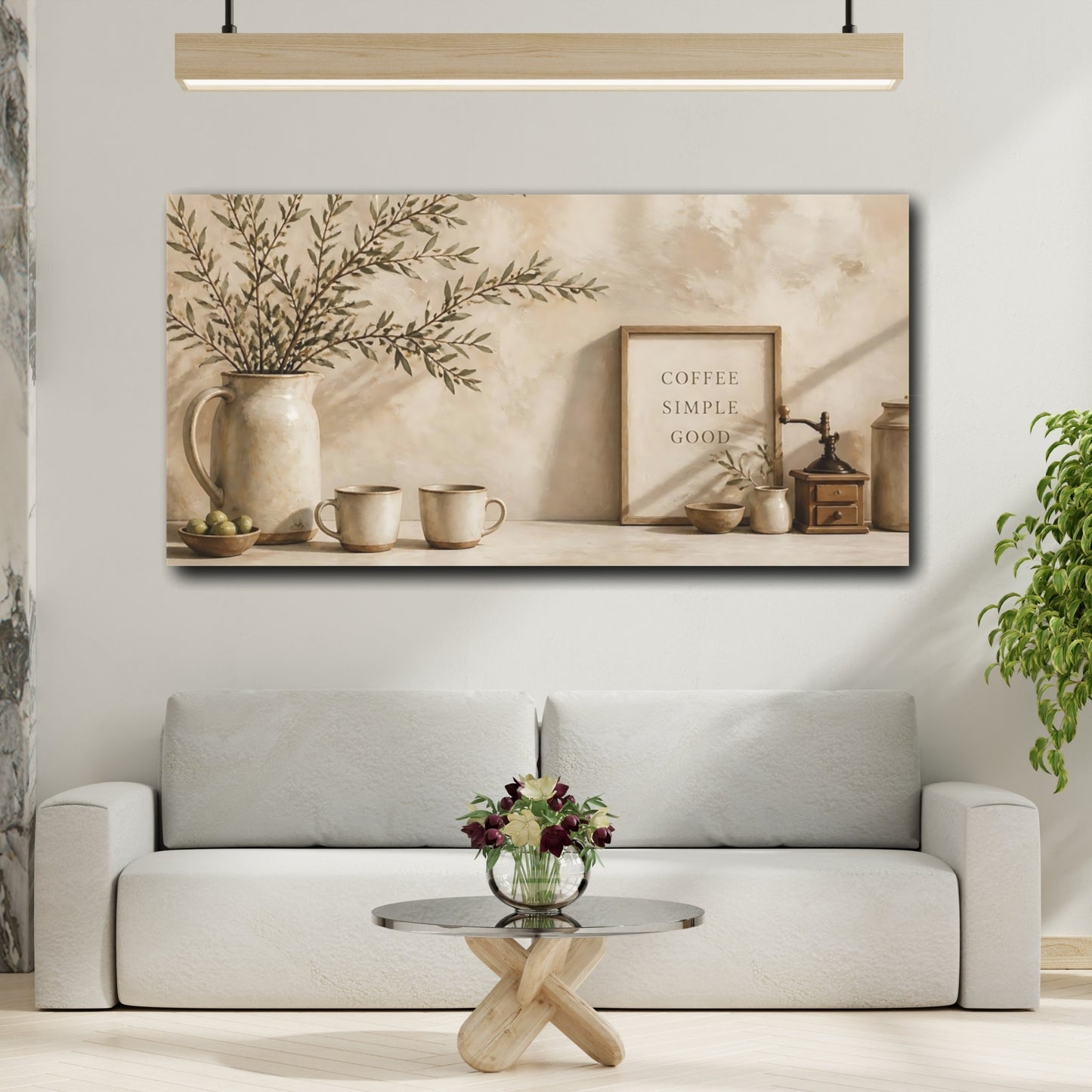 Mockup 2. Rustic Coffee Shelf shown as canvas print
